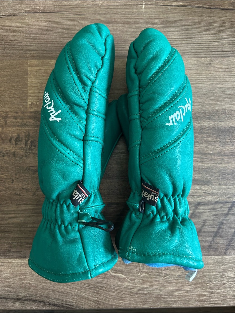 Vintage Auclair Teal Leather Insulated Ski Mittens Women’s Medium